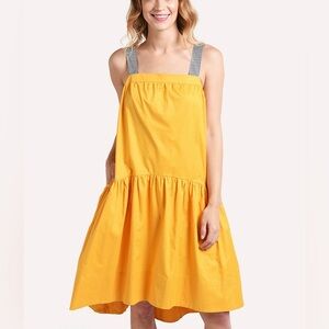 English Factory Yellow Midi Dress – Gingham Straps & Pockets